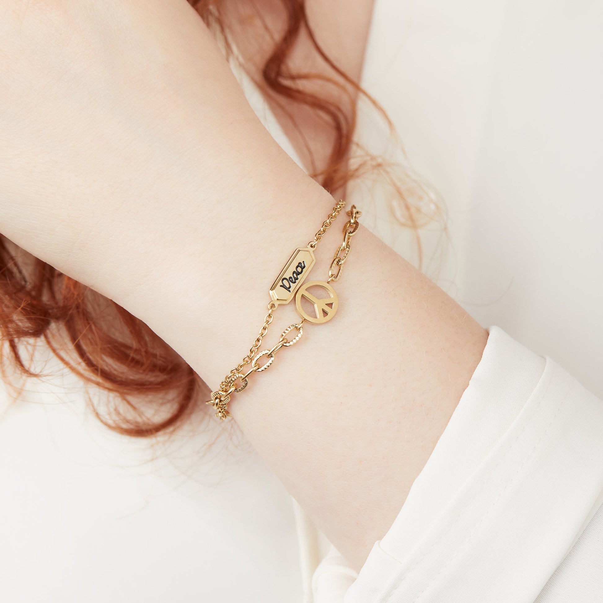 Peace Stranded Bracelet™ Set Stainless Steel Gold