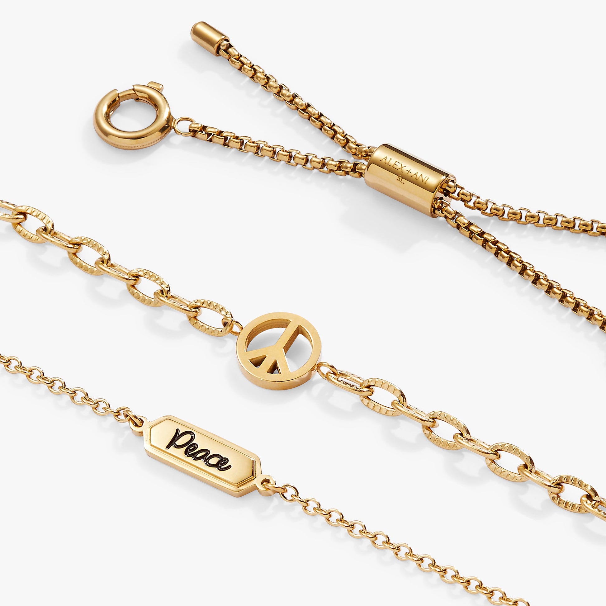 Peace Stranded Bracelet™ Set Stainless Steel Gold