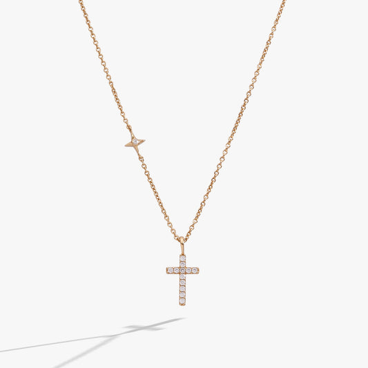 Delicate Pave Cross Pendant Necklace 14kt Gold Over Sterling Silver