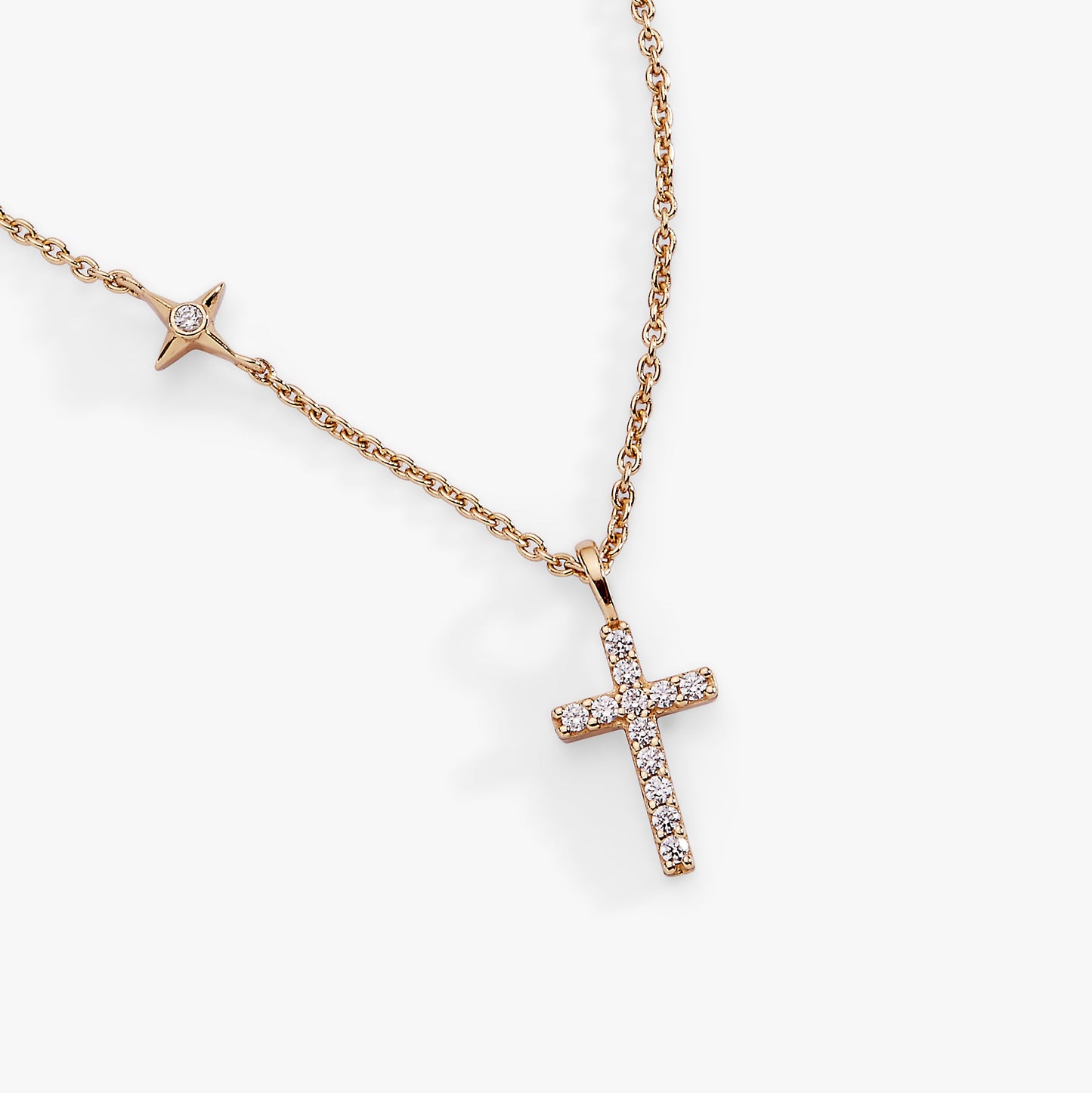 Delicate Pave Cross Pendant Necklace 14kt Gold Over Sterling Silver