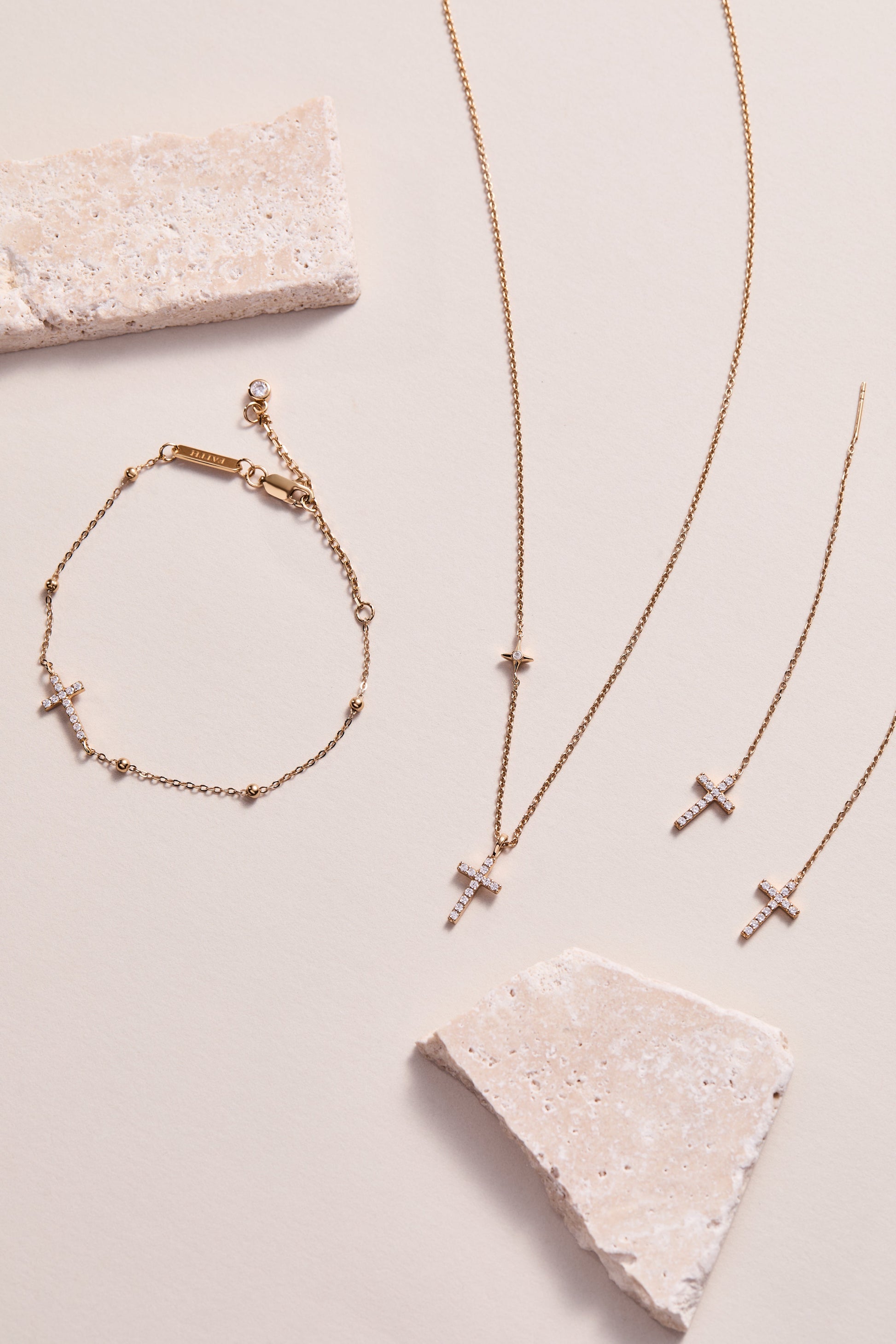 Delicate Pave Cross Pendant Necklace 14kt Gold Over Sterling Silver