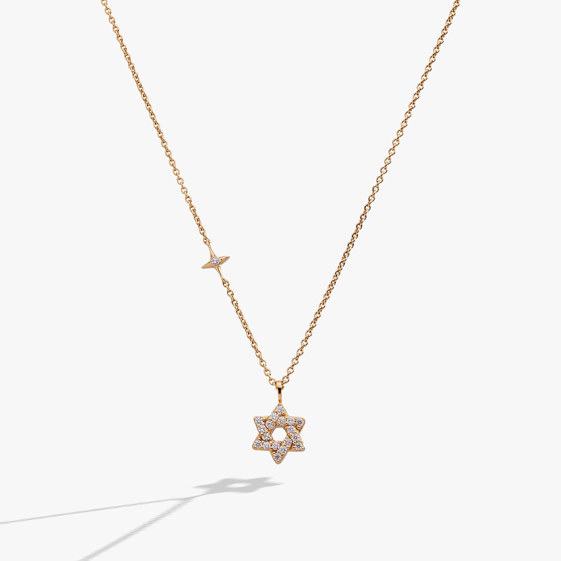 Delicate Pave Star of David Pendant Necklace 14kt Gold Over Sterling Silver