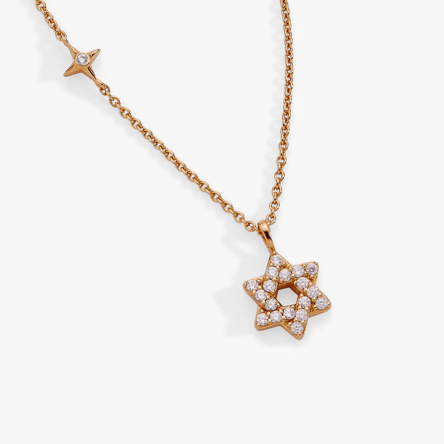 Delicate Pave Star of David Pendant Necklace 14kt Gold Over Sterling Silver