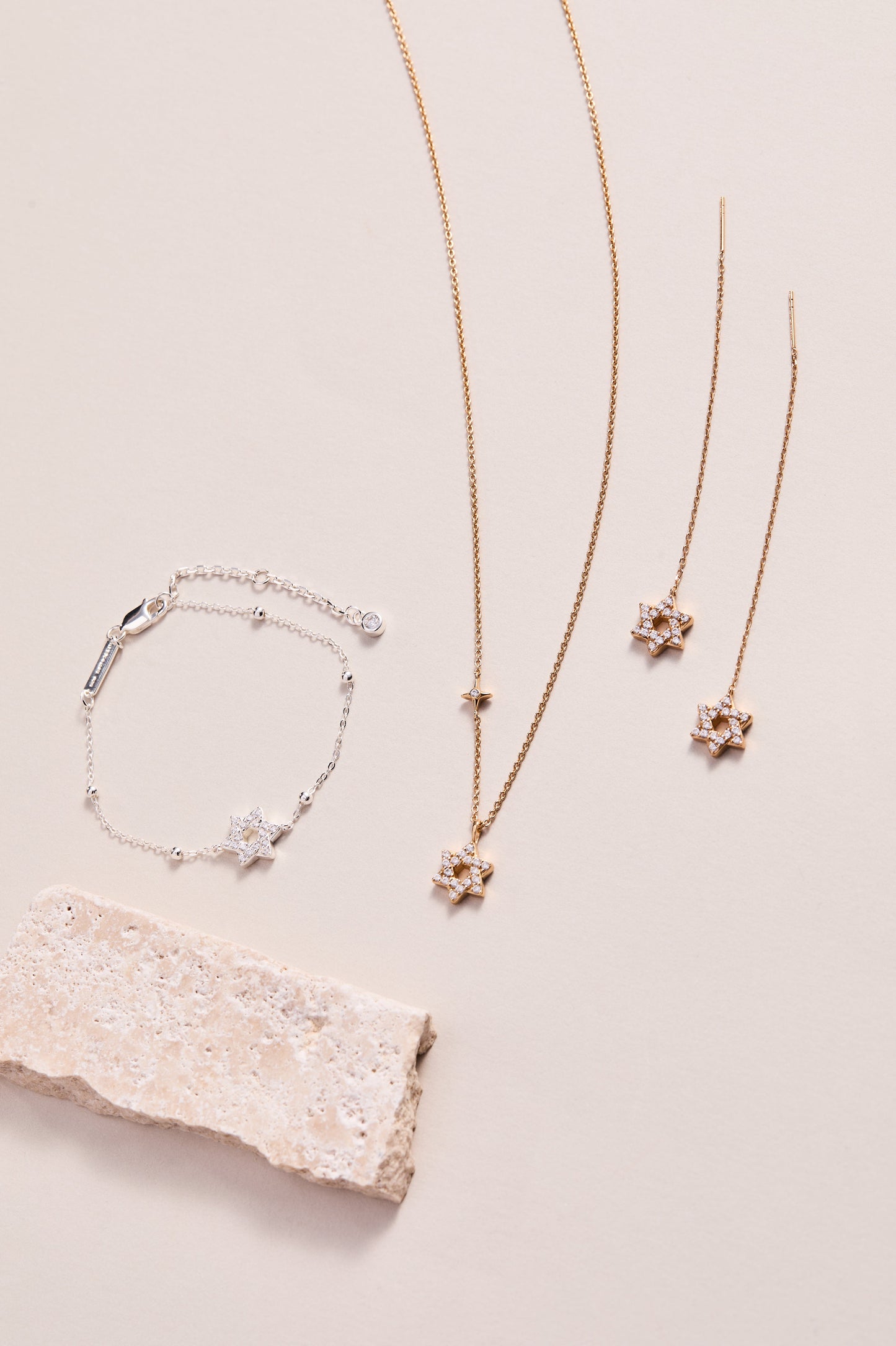 Delicate Pave Star of David Pendant Necklace 14kt Gold Over Sterling Silver