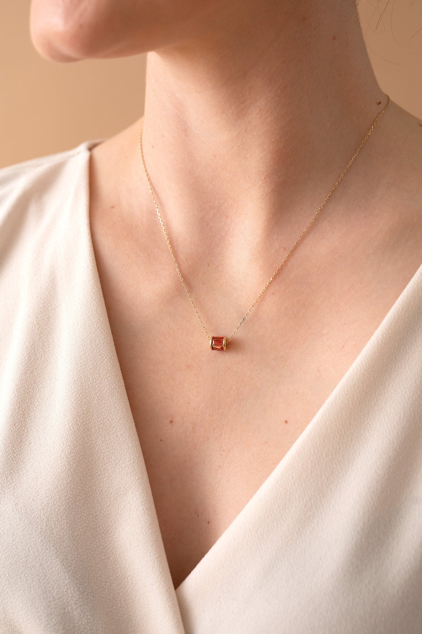 January Birthstone Precious Pendant Necklace 14kt Gold Over Sterling Silver