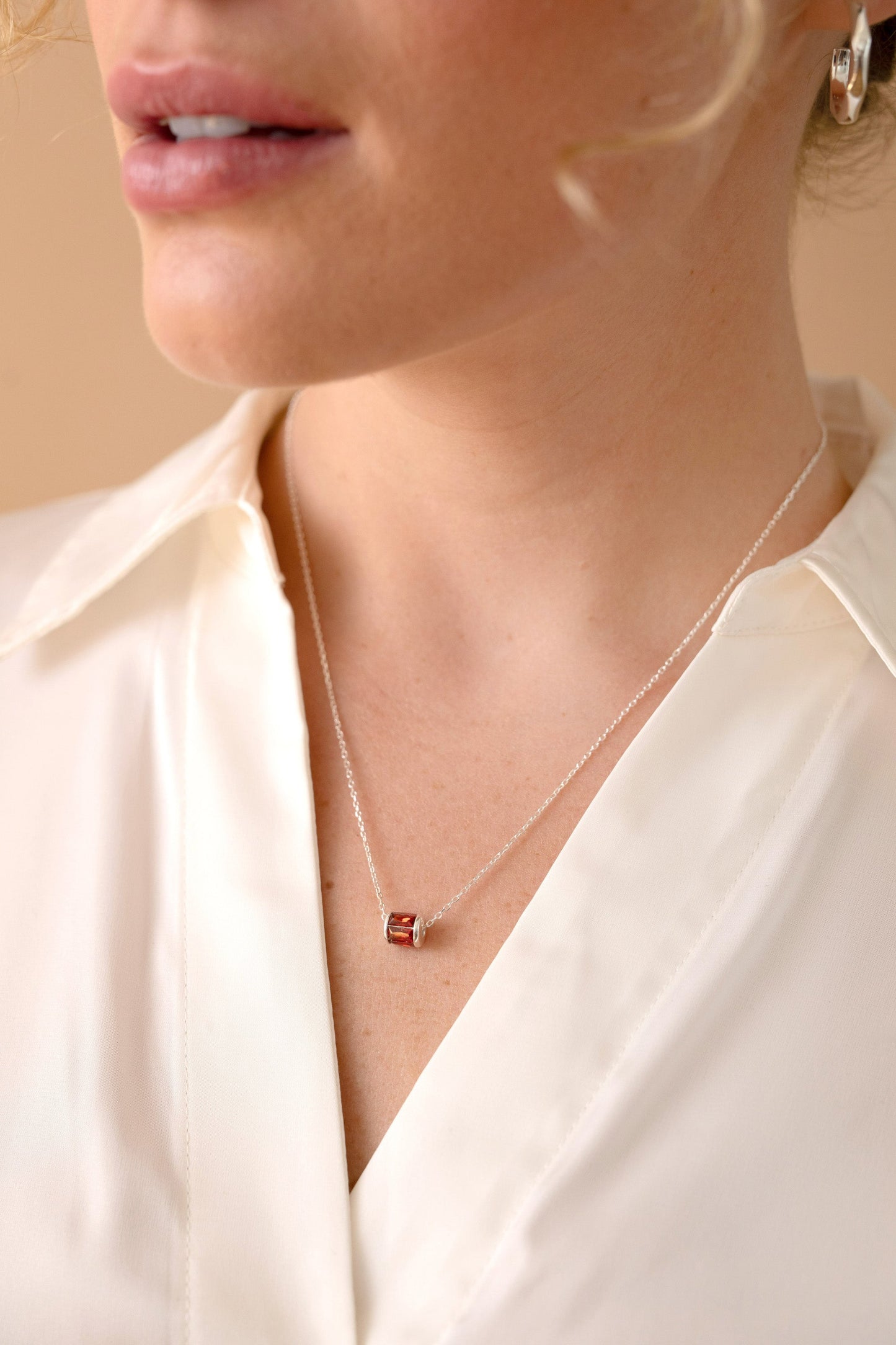 January Birthstone Precious Pendant Necklace 14kt Gold Over Sterling Silver