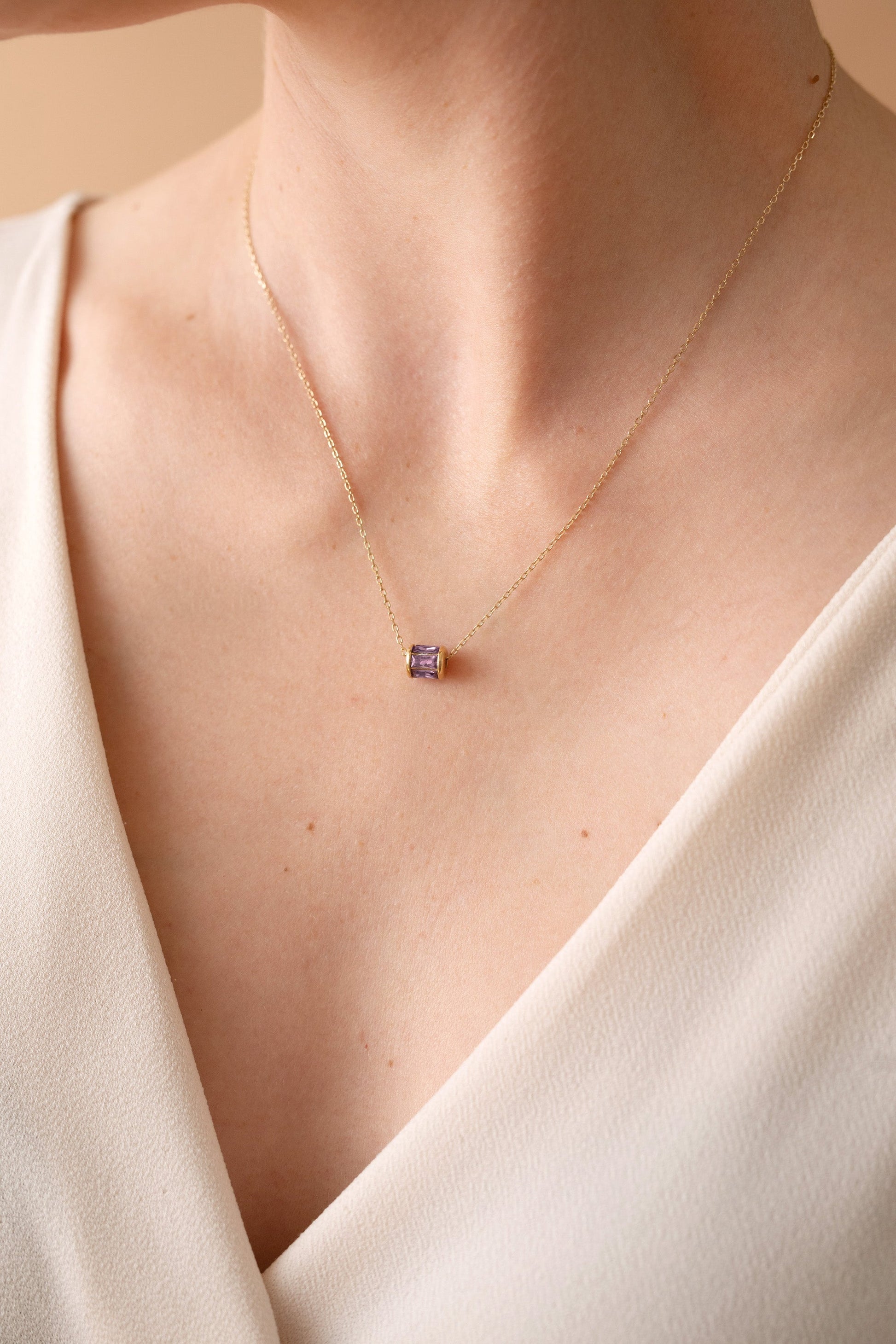 February Birthstone Precious Pendant Necklace 14kt Gold Over Sterling Silver