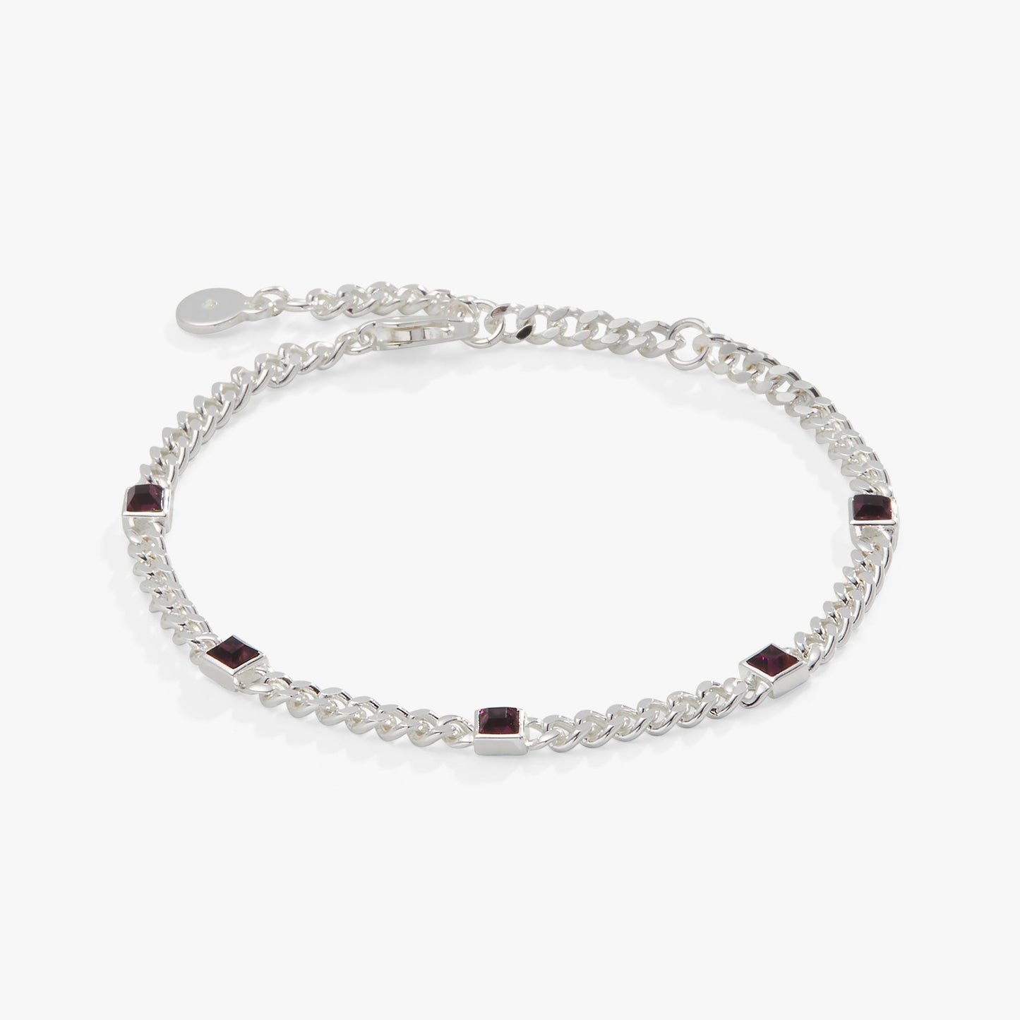 Amethyst Curb Chain Bracelet, February Birthstone Gold