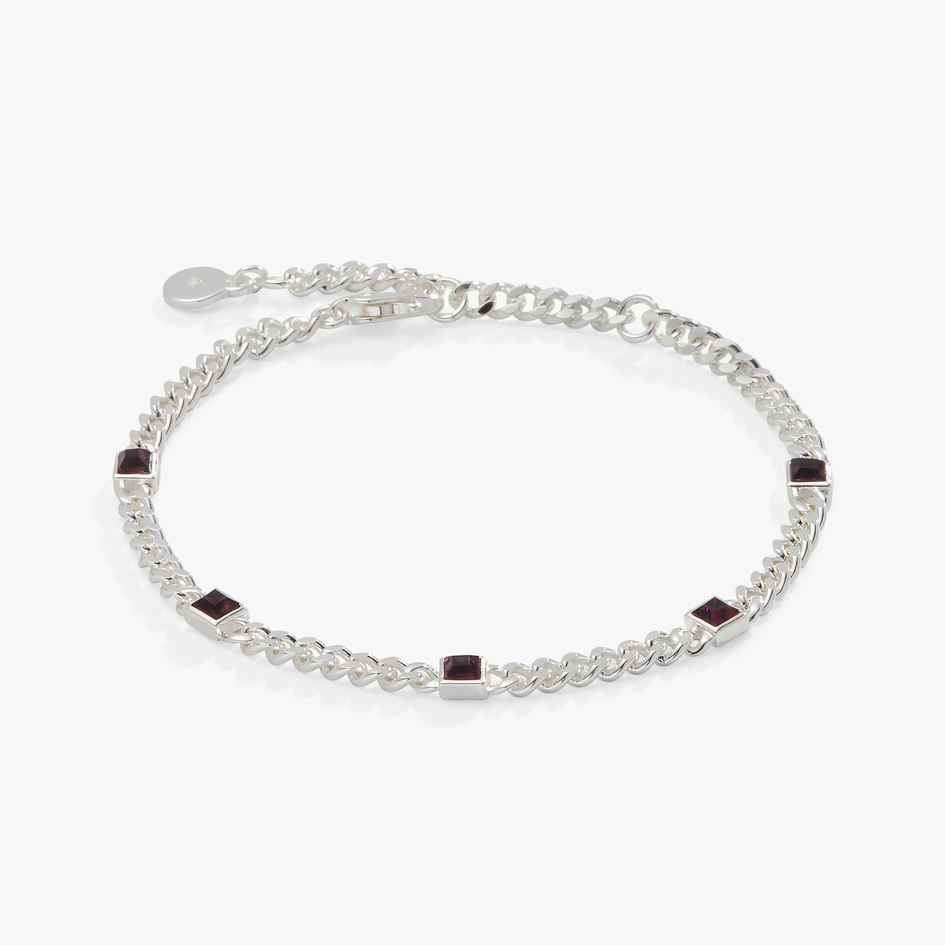 Amethyst Curb Chain Bracelet, February Birthstone Gold