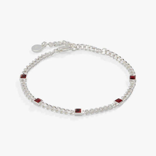 Scarlet Curb Chain Bracelet, January Birthstone Gold