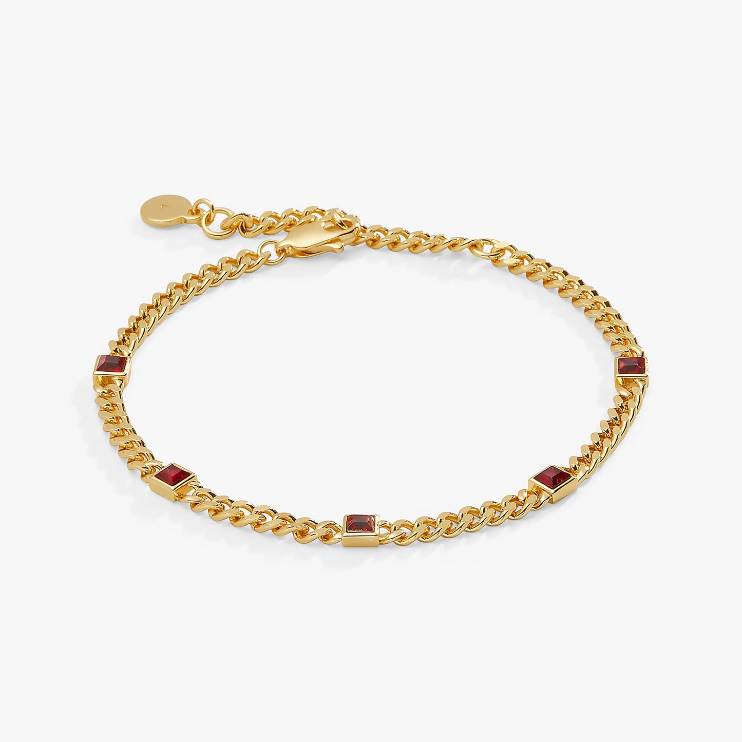 Scarlet Curb Chain Bracelet, January Birthstone Gold