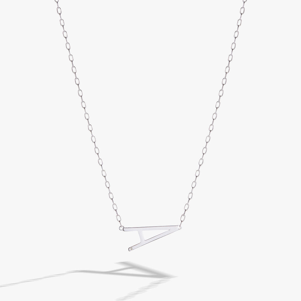 Precious Elongated Initial Necklace A Sterling Silver