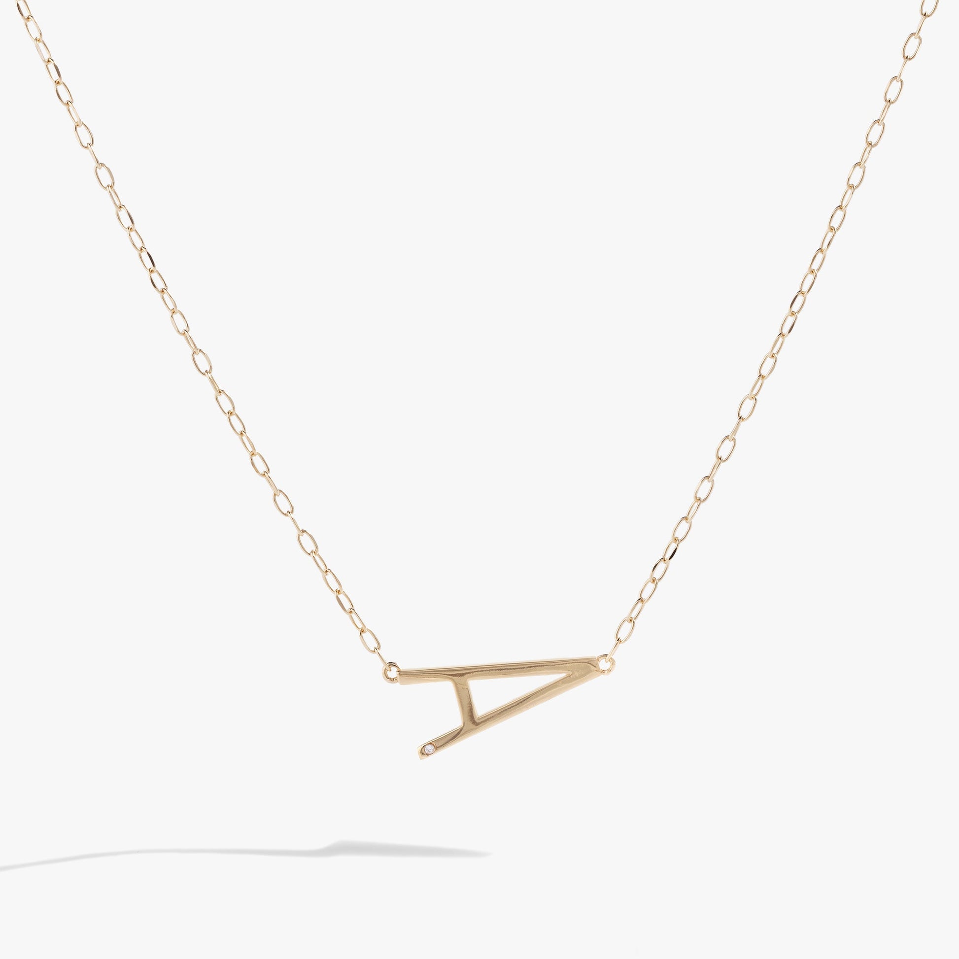 Precious Elongated Initial Necklace A Sterling Silver