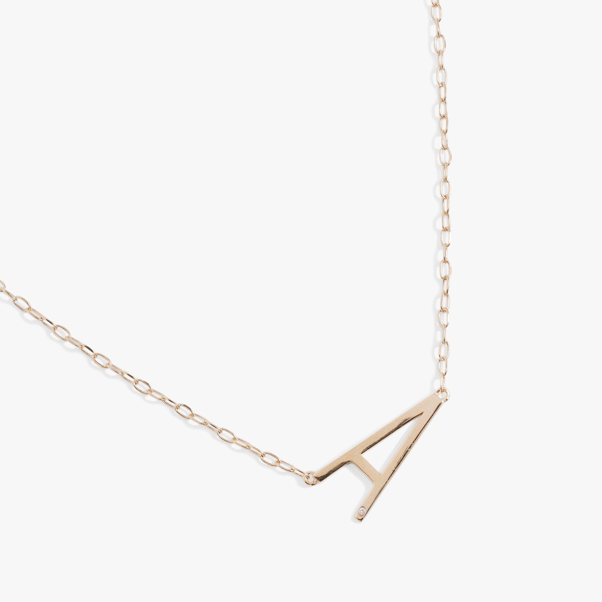 Precious Elongated Initial Necklace A Sterling Silver