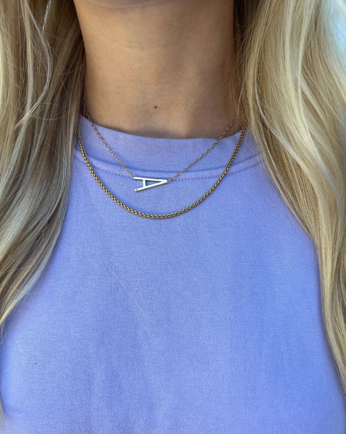 Precious Elongated Initial Necklace A Sterling Silver