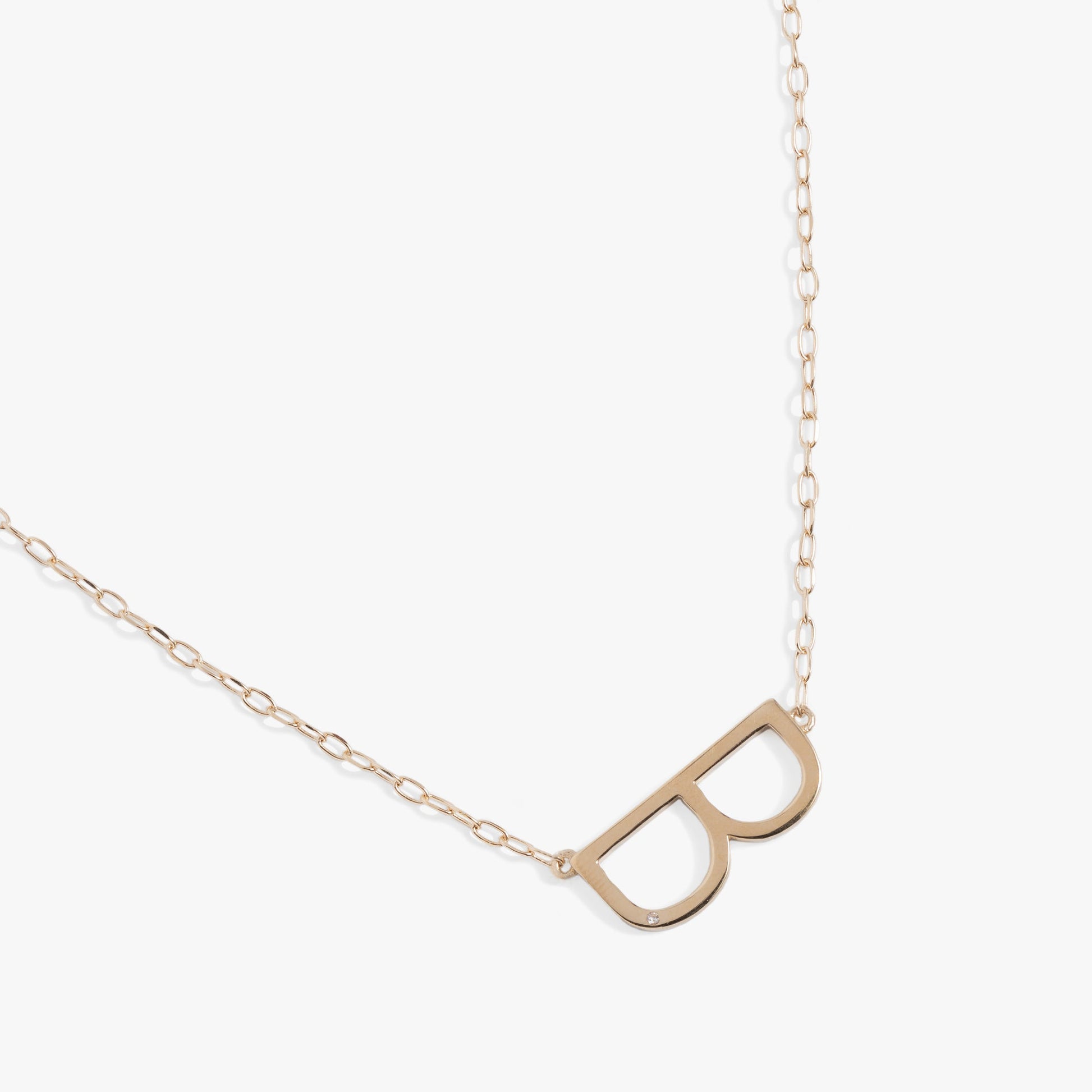 Precious Elongated Initial Necklace B 14kt Gold Over .925 Sterling Silver