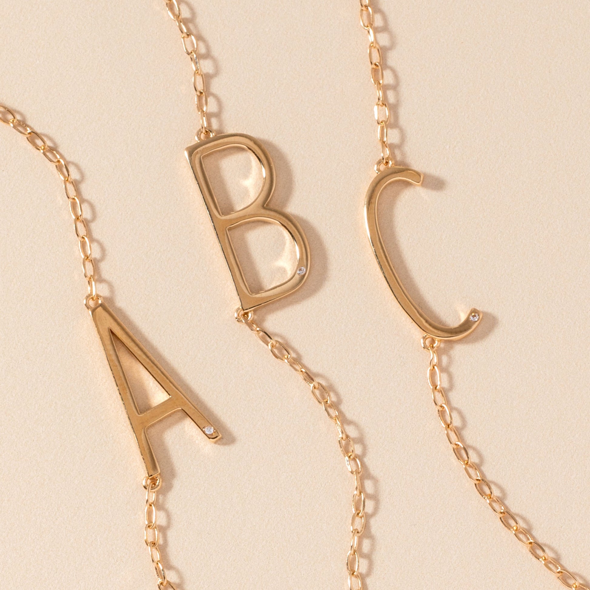 Precious Elongated Initial Necklace B 14kt Gold Over .925 Sterling Silver