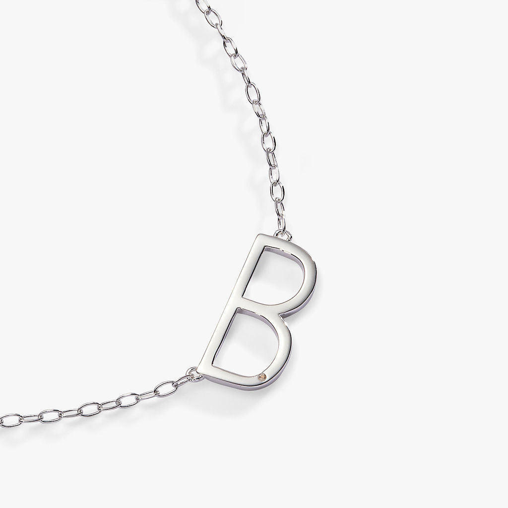 Precious Elongated Initial Necklace B 14kt Gold Over .925 Sterling Silver