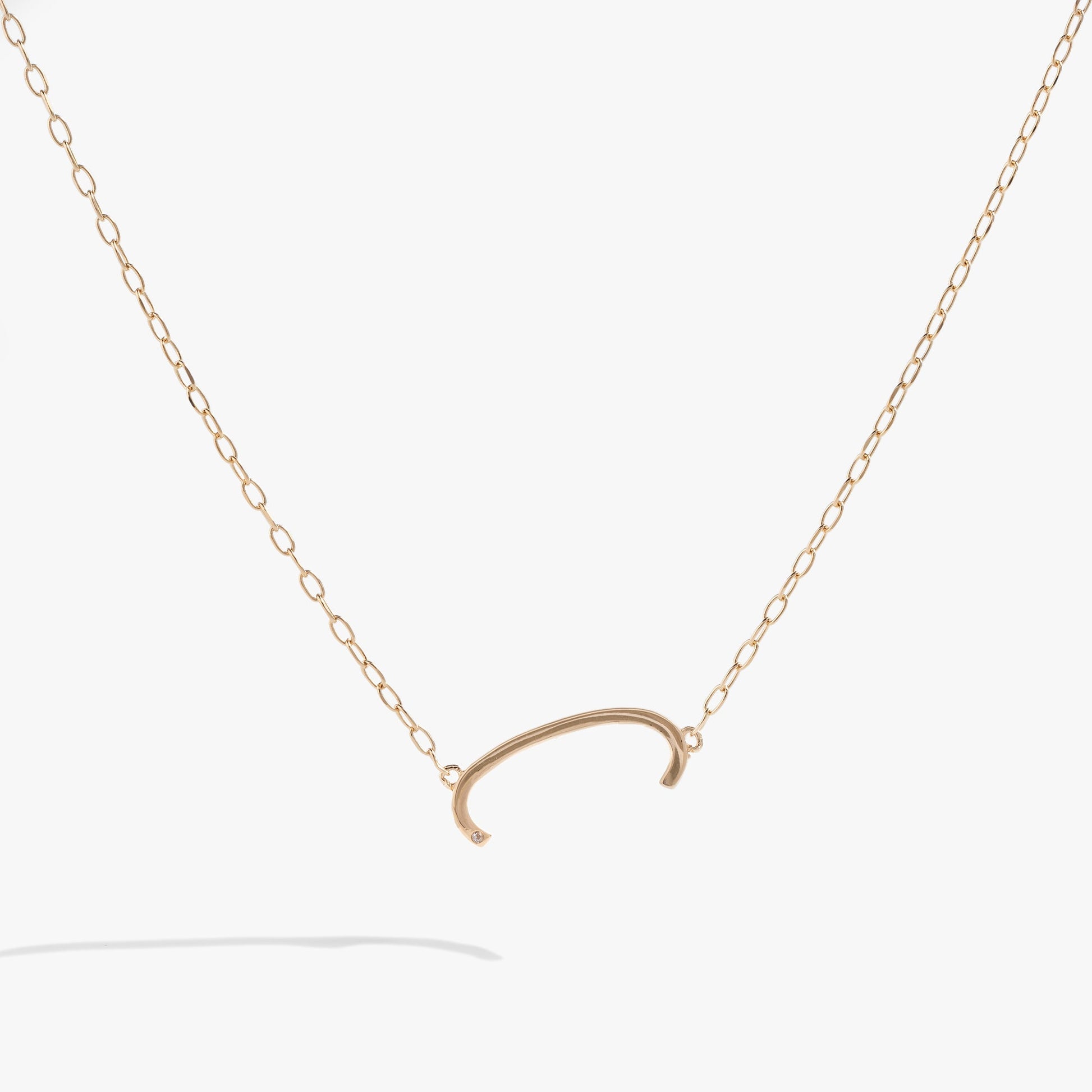Precious Elongated Initial Necklace C Sterling Silver