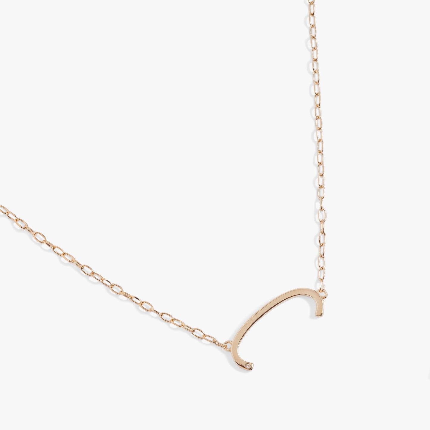 Precious Elongated Initial Necklace C Sterling Silver
