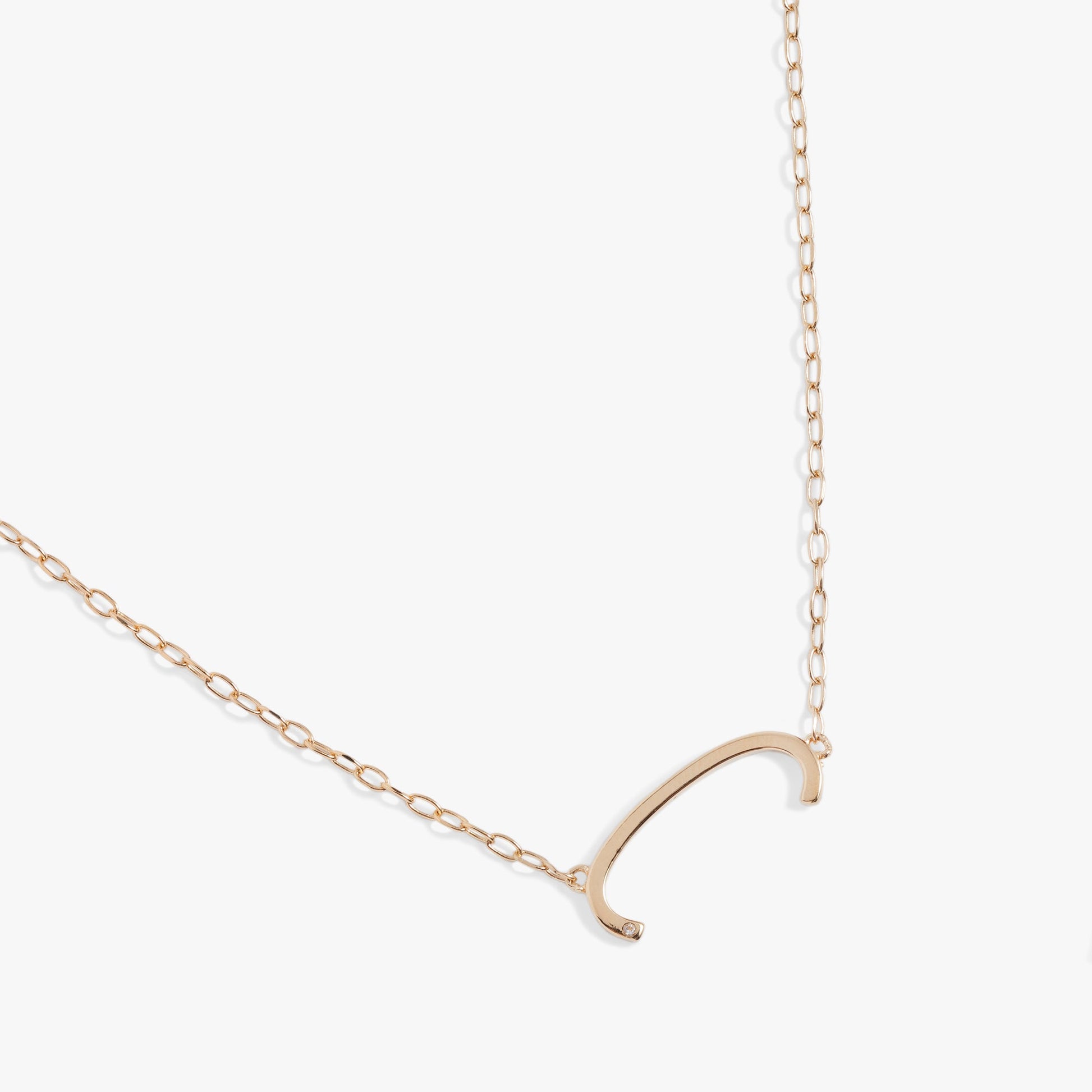Precious Elongated Initial Necklace C Sterling Silver