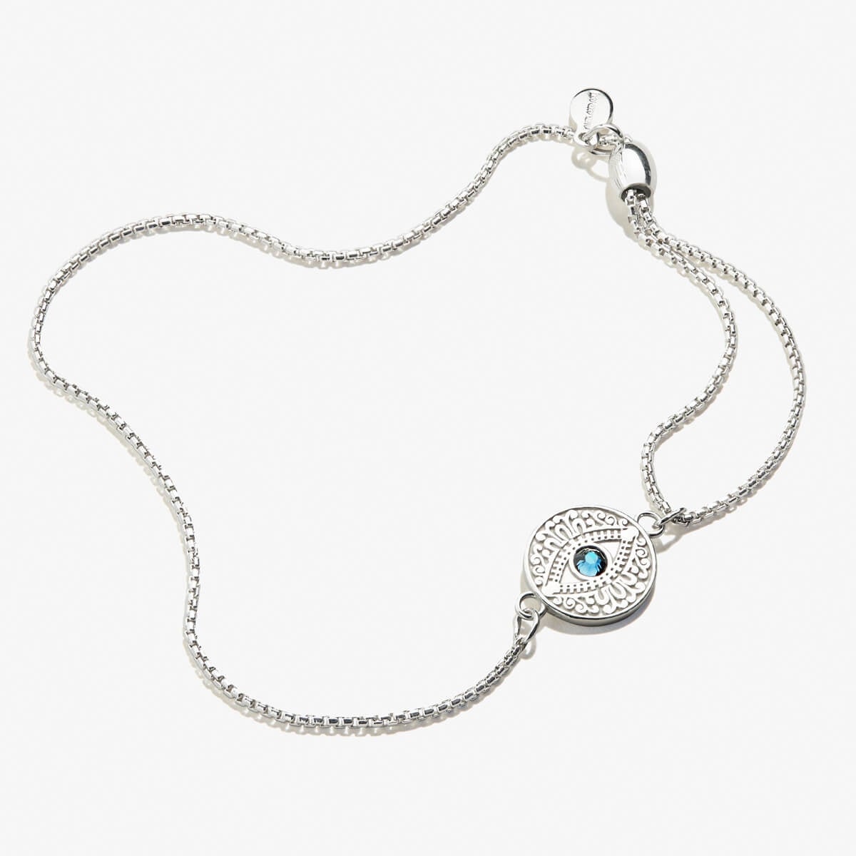 Evil Eye Crystal Pull Chain Bracelet - Alex and Ani Sterling Silver