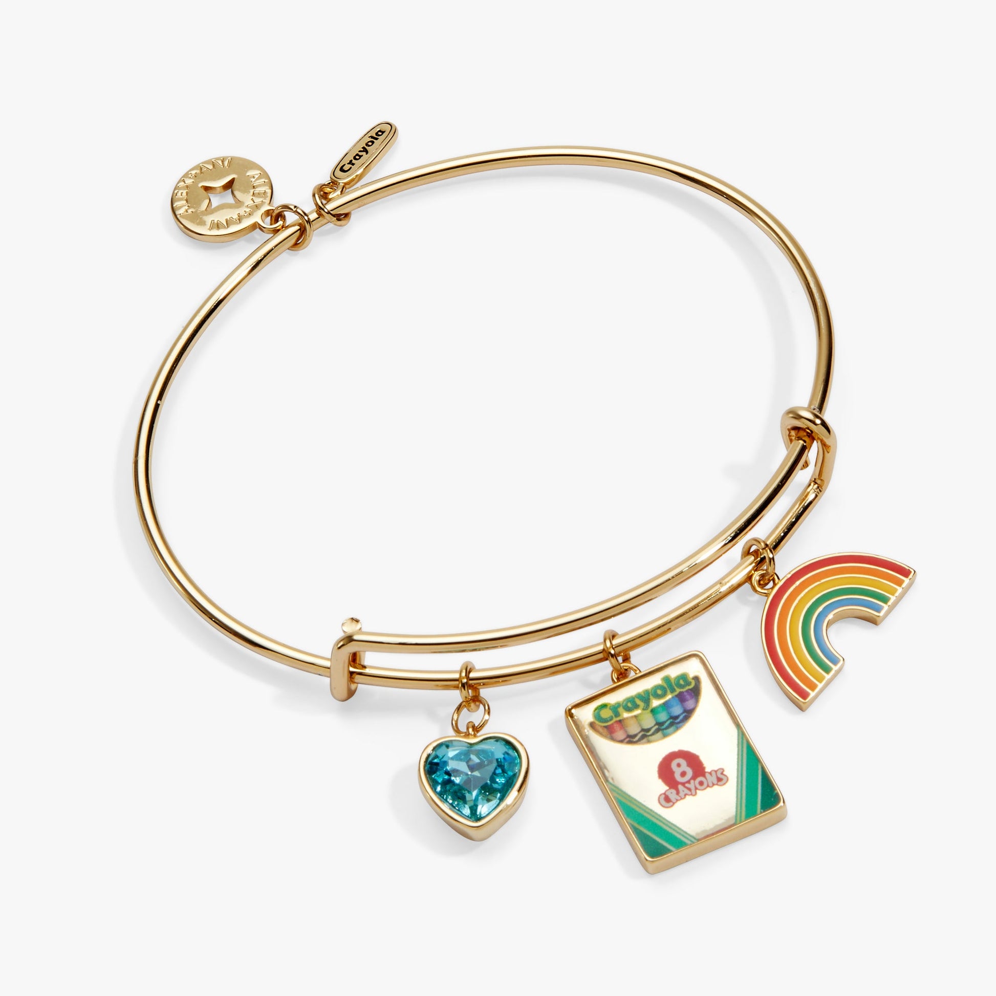 Crayola 'To Teach Is To Color A Life Forever' Multi Charm Bangle Gold