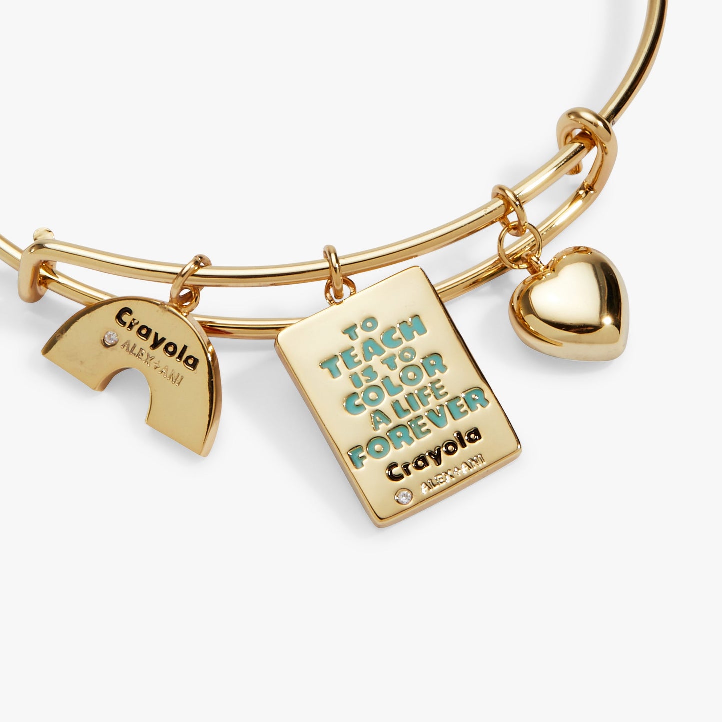 Crayola 'To Teach Is To Color A Life Forever' Multi Charm Bangle Gold