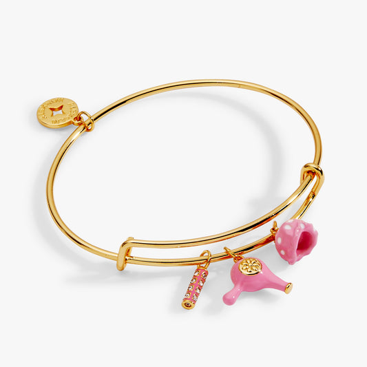 60s Hair Dryer Charm Bangle Gold