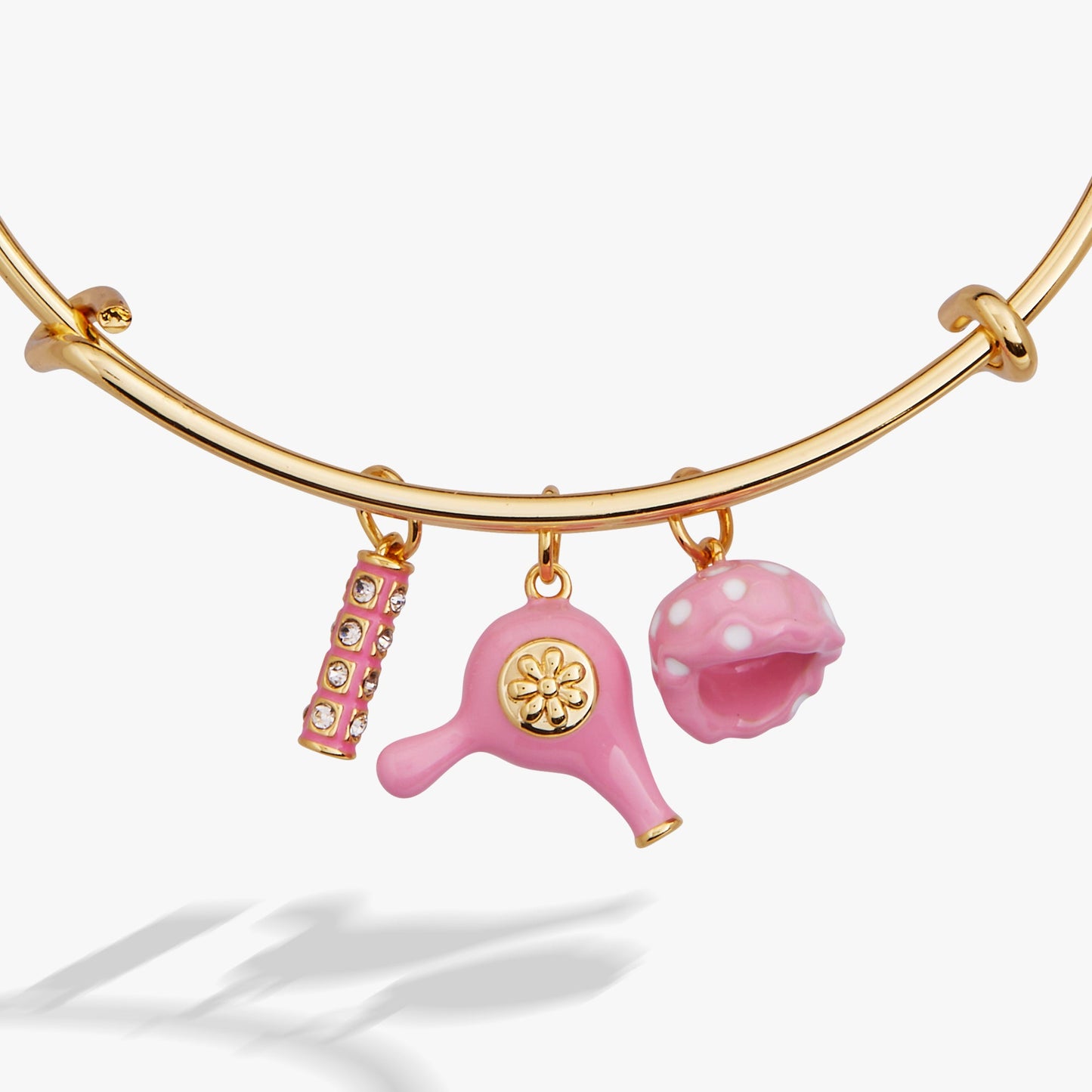 60s Hair Dryer Charm Bangle Gold
