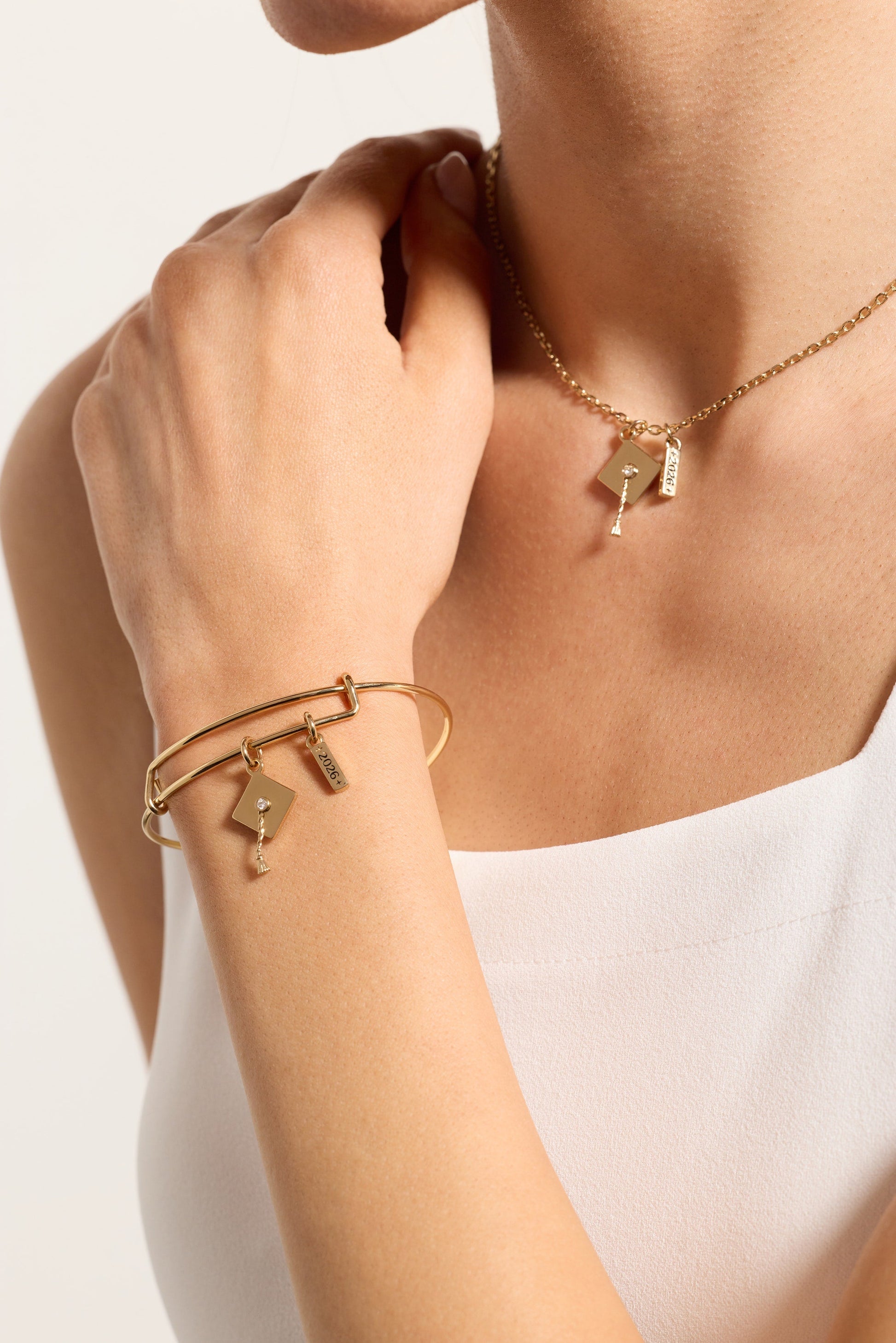 Graduation 2026 Multi-Charm Bangle Gold