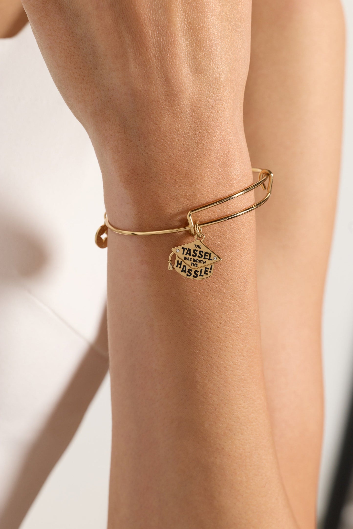 "The Tassel Was Worth The Hassle" Charm Bangle Gold