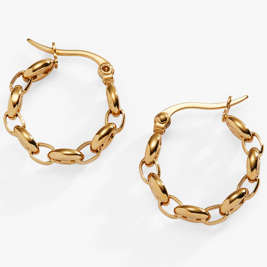 Frozen Mariner Chain Hoop Stainless Steel Gold