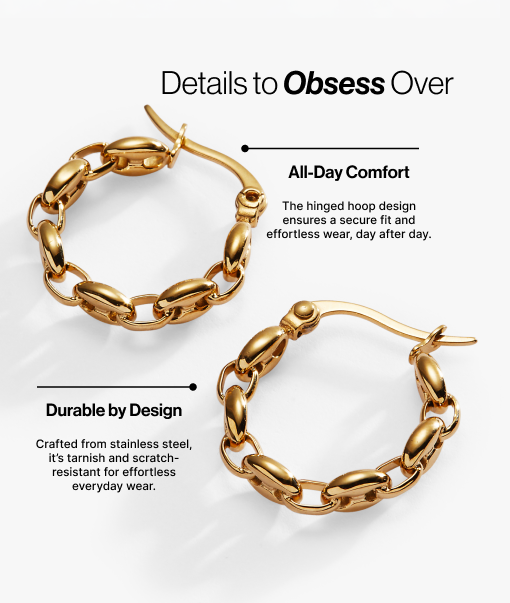 Frozen Mariner Chain Hoop Stainless Steel Gold