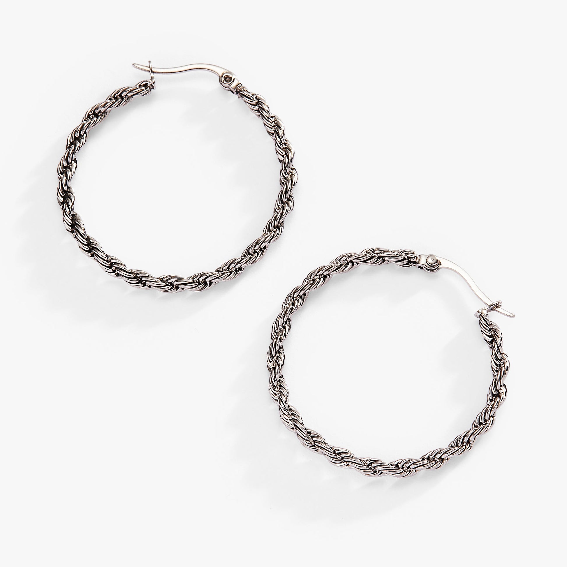 Frozen French Rope Chain Hoop Stainless Steel Gold