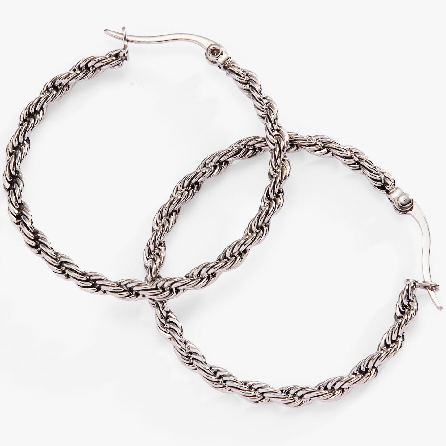 Frozen French Rope Chain Hoop Stainless Steel Gold