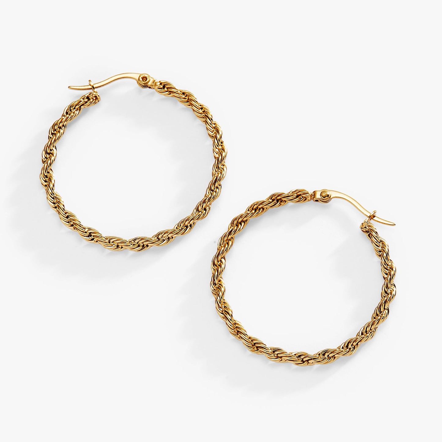 Frozen French Rope Chain Hoop Stainless Steel Gold