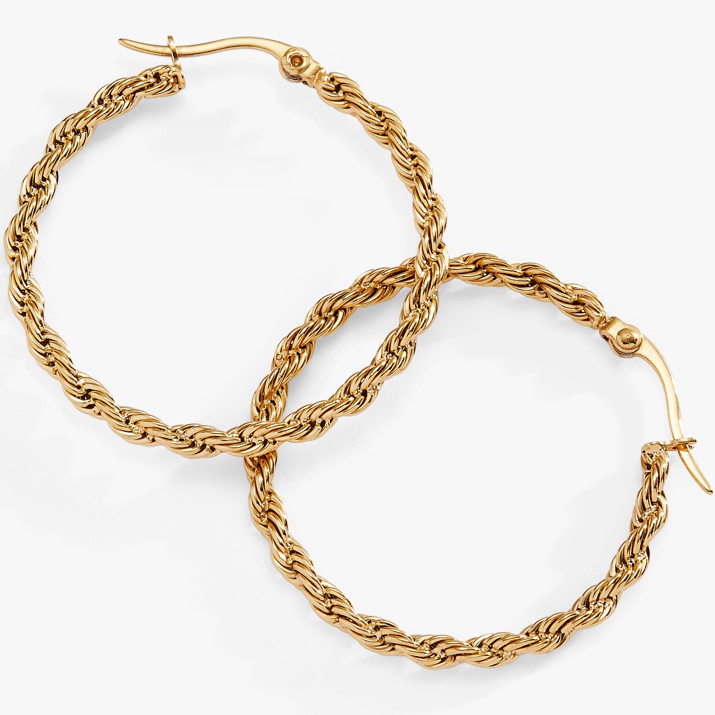 Frozen French Rope Chain Hoop Stainless Steel Gold