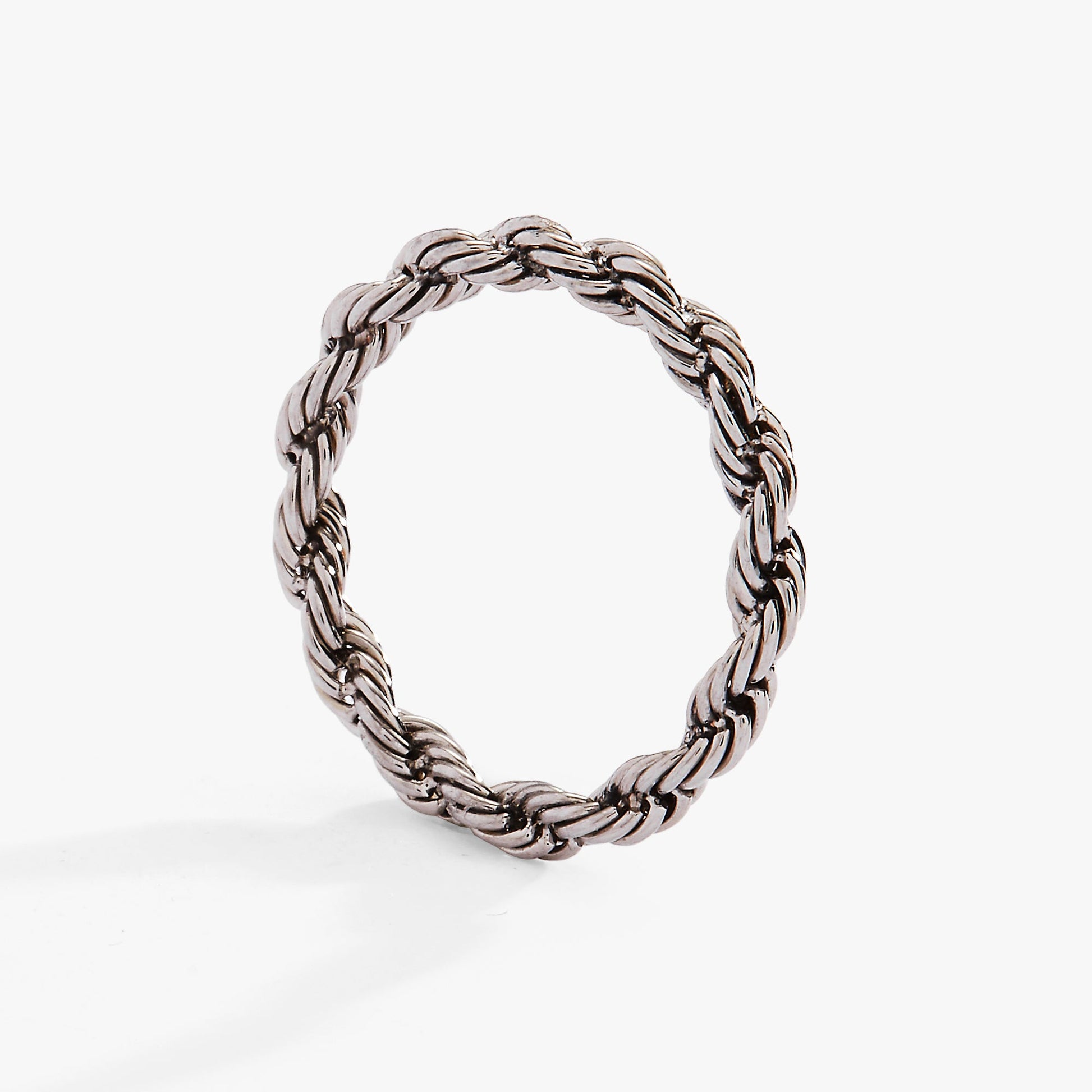 Frozen French Rope Chain Ring Stainless Steel Silver