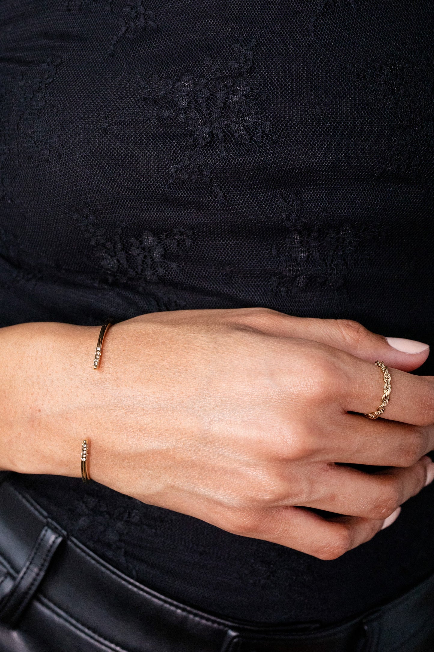 Frozen French Rope Chain Ring Stainless Steel Silver