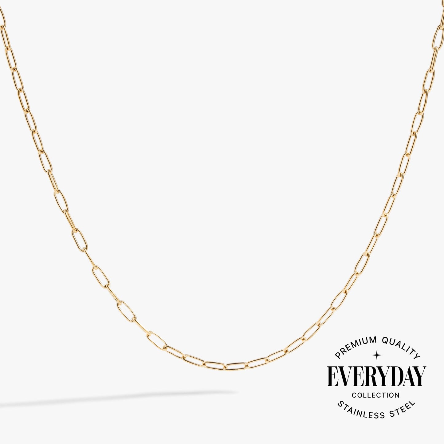 Paperclip Charm & Layering Necklace Stainless Steel Gold