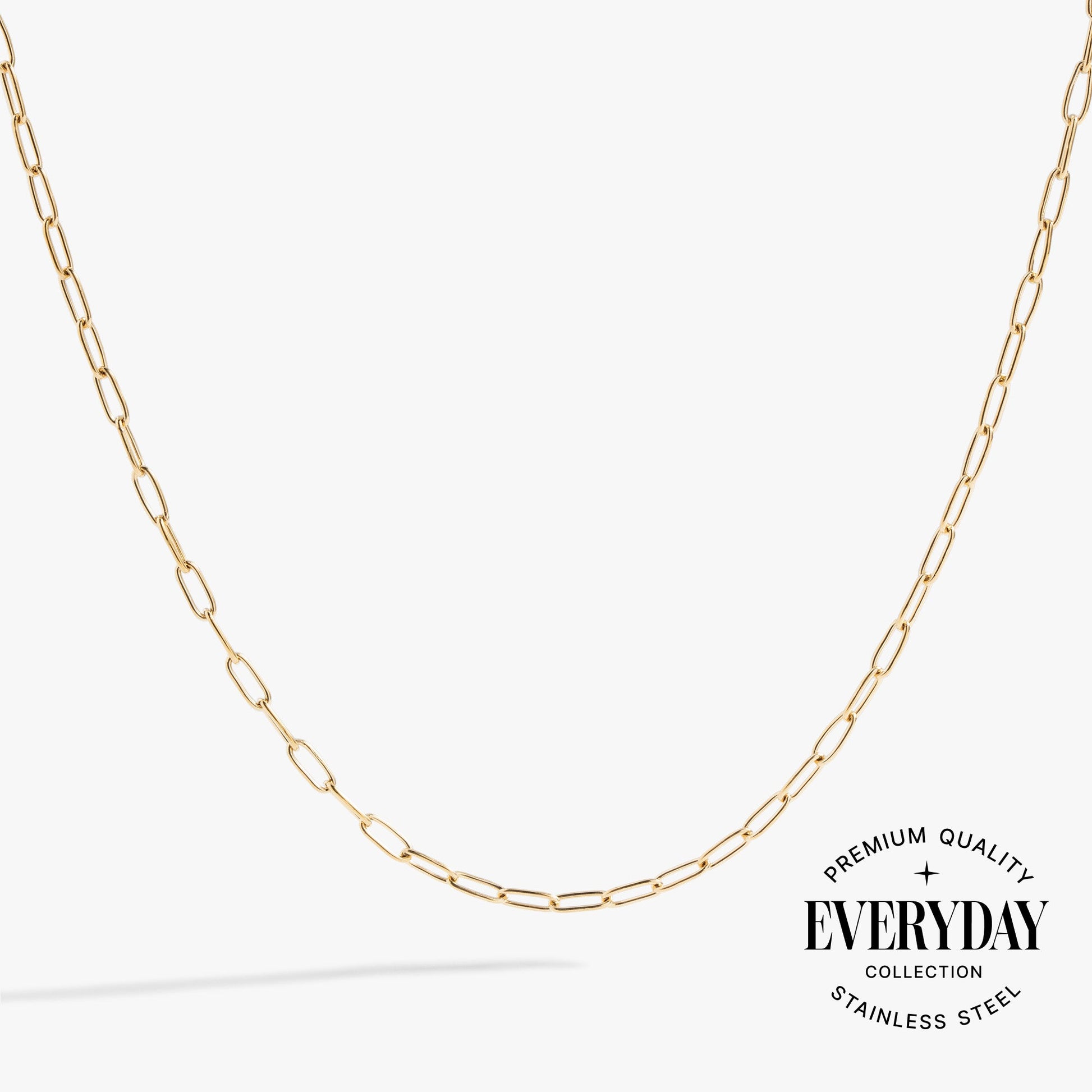 Paperclip Charm & Layering Necklace Stainless Steel Gold