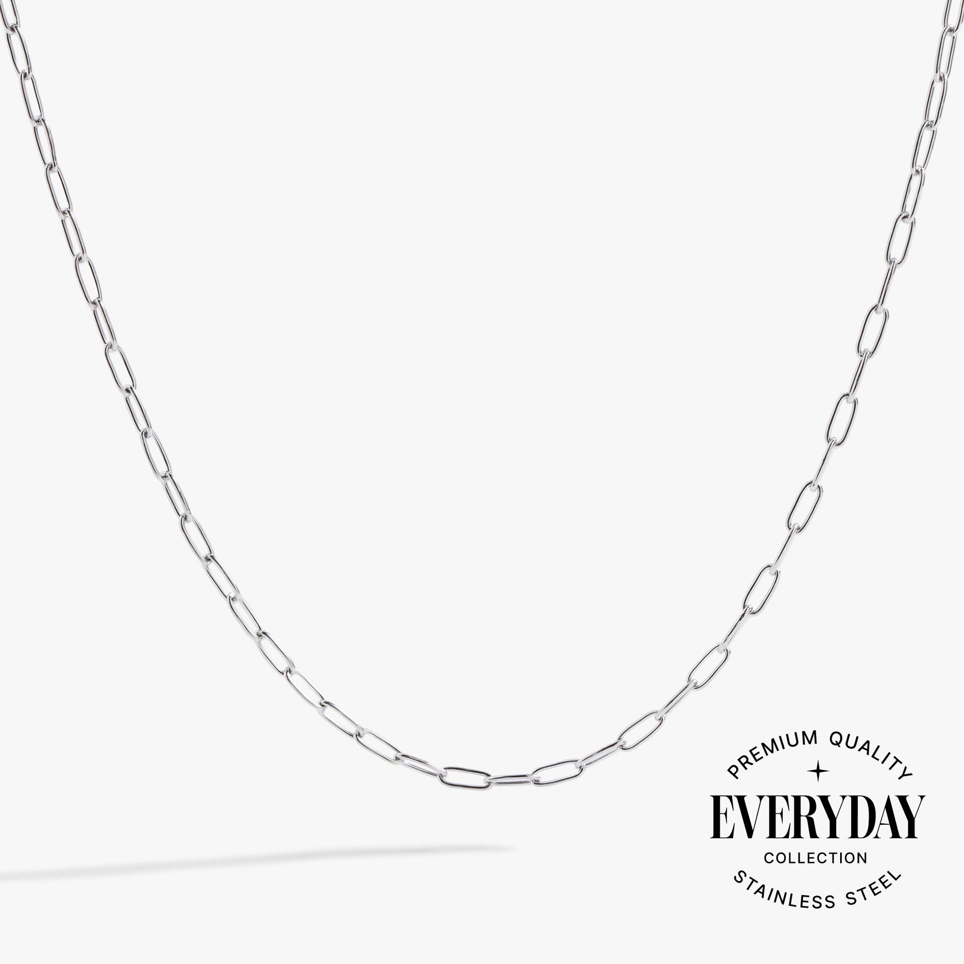 Paperclip Charm & Layering Necklace Stainless Steel Gold