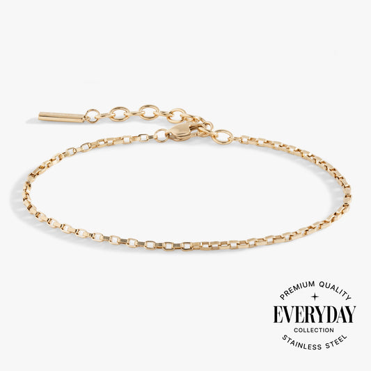 Everyday Box Link Chain Bracelet Stainless Steel Gold
