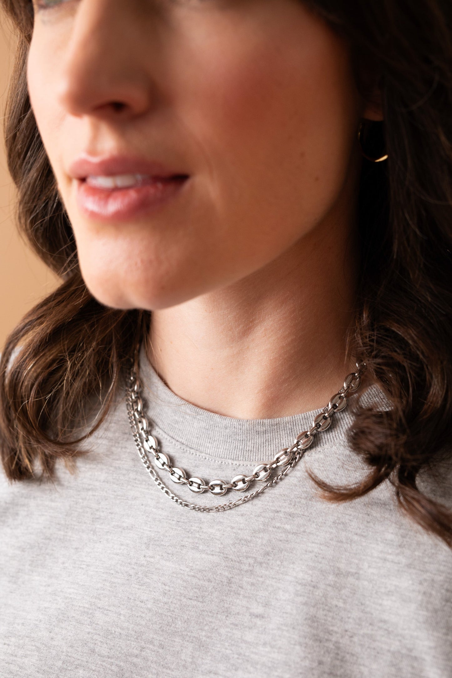 Figaro Charm & Layering Necklace Stainless Steel Gold