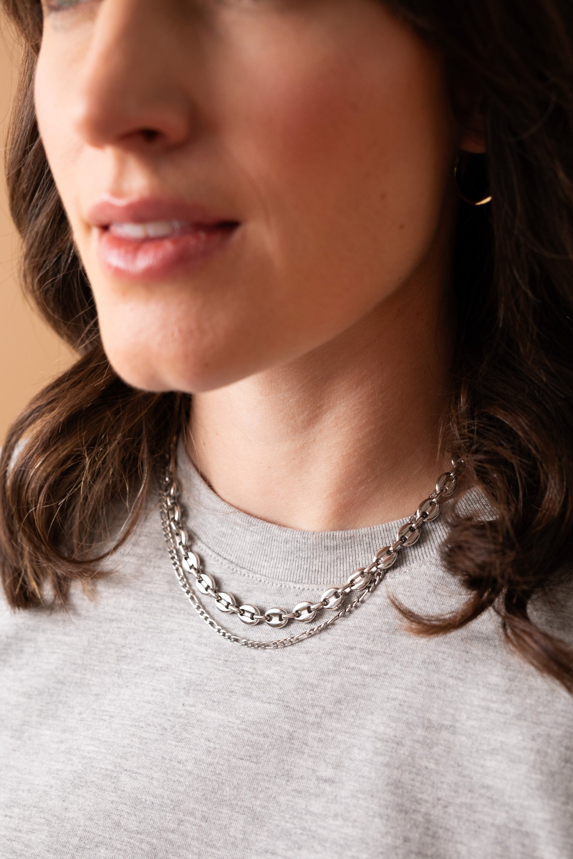 Figaro Charm & Layering Necklace Stainless Steel Gold