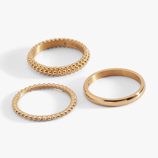 3 ring set-ball texture Stainless Steel Gold