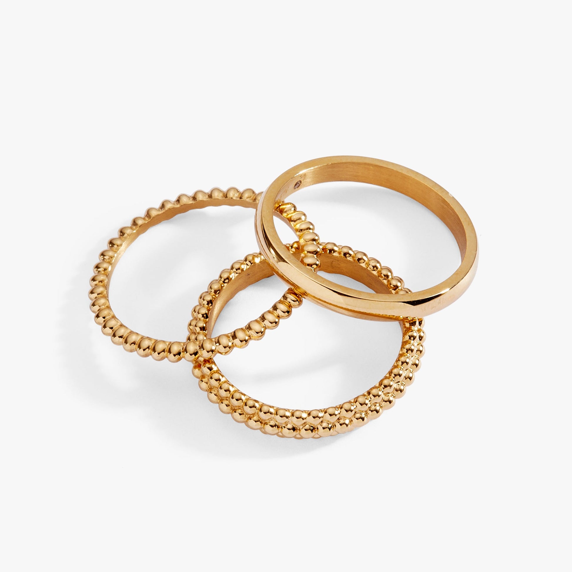 3 ring set-ball texture Stainless Steel Gold