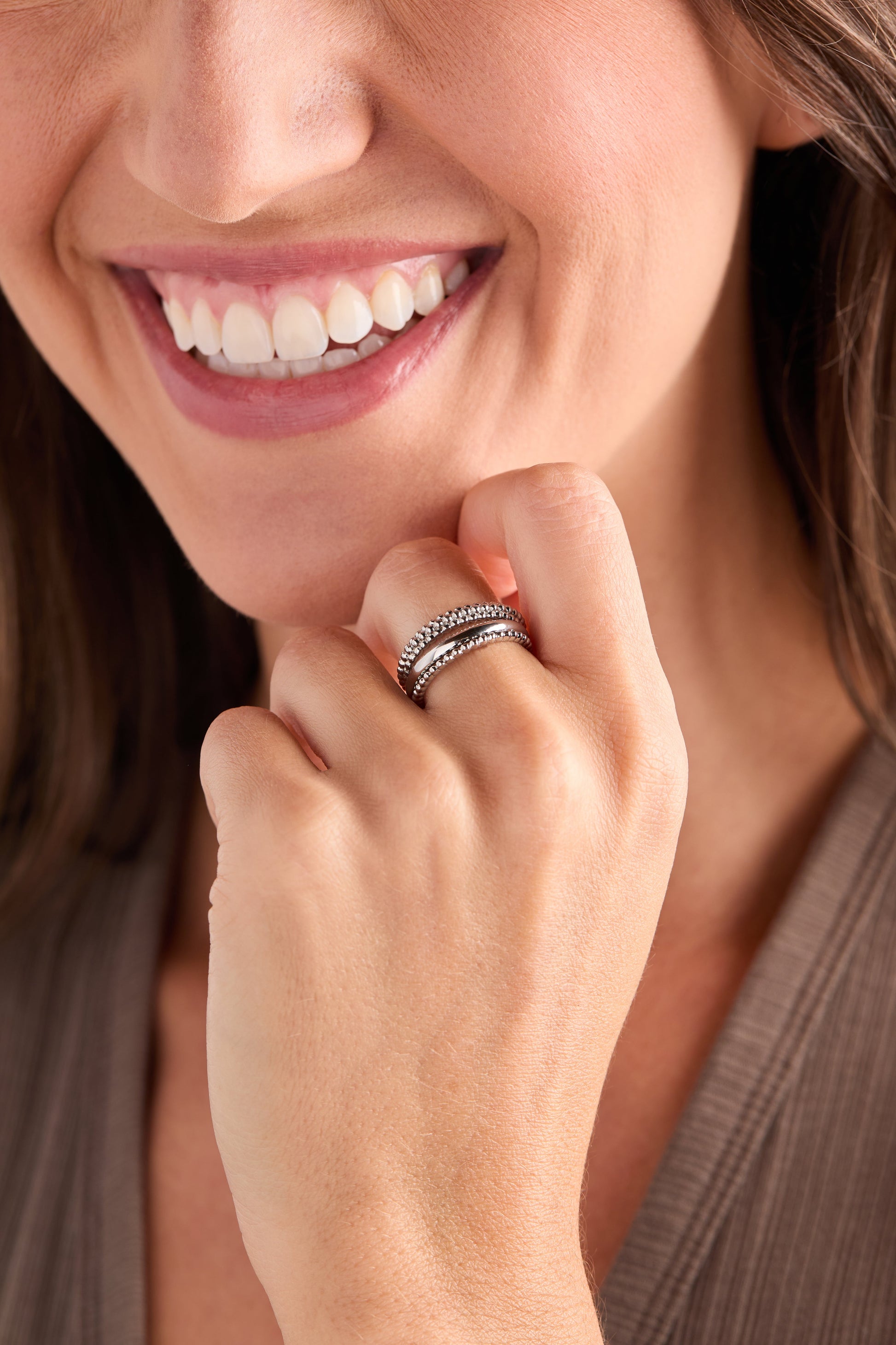 3 ring set-ball texture Stainless Steel Gold