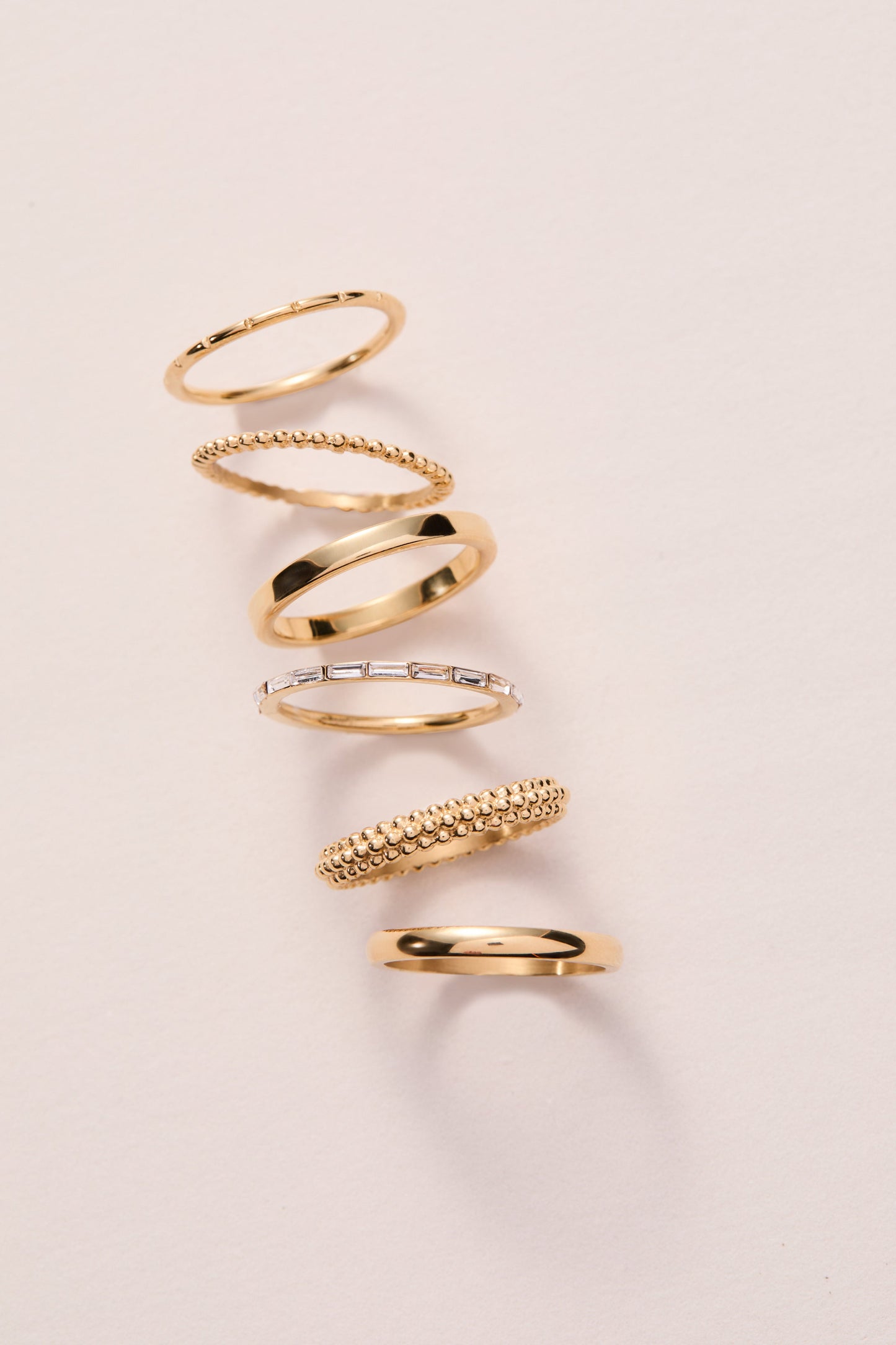 3 ring set-ball texture Stainless Steel Gold